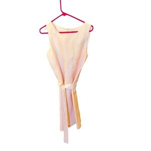 Ann Taylor Cream Sleeveless Mini Dress with Waist Tie